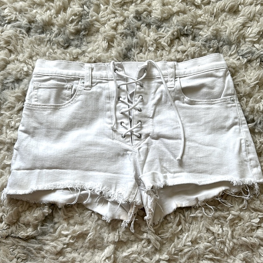 White Mid rise Express Shorts